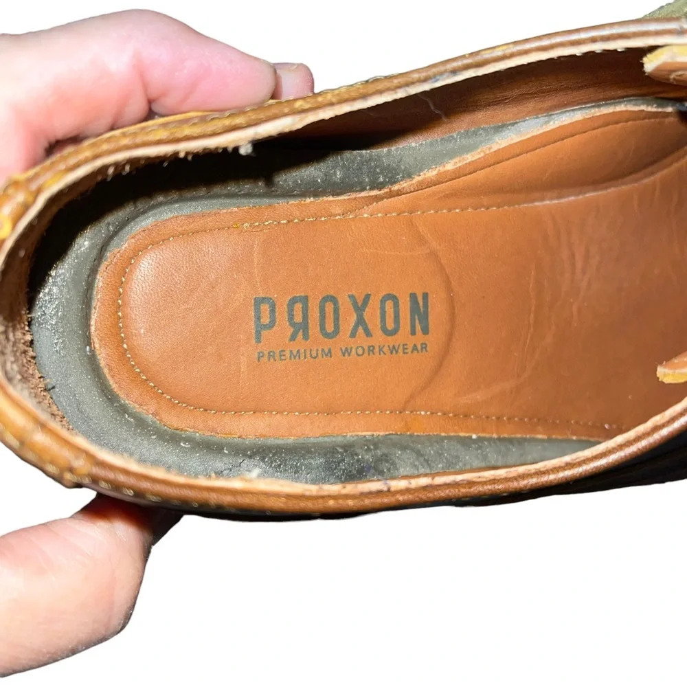 Proxon Men’s Premium Work Wear Shoes Steel Toe Size 11 Brown Oxford Leather